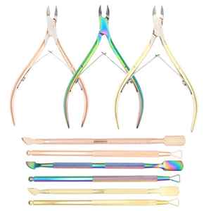 ชุดกรรไกรตัดเล็บ3ชิ้นใบมีดโค้งสำหรับเด็กทำจากสเตนเลสสีรุ้ง - Product Image 1