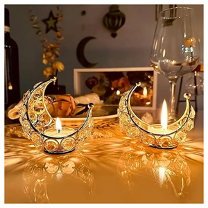 Vente en gros de bougeoir en or de luxe pour cadeau de mariage avec perles de cristal pour la décoration de la maison de mariage - Product Image 3