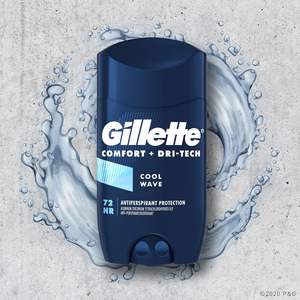 Pour Gillette Déodorant Anti-Transpirant Solide Invisible pour Hommes Cool Wave Protection contre la transpiration de 72 heures Formule Gel Longue Durée 3.4 Oz - Product Image 2