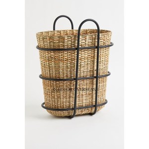 <b>Black</b> Color Powder Coated Heavy Duty Metal <b>Wire</b> And Best Quality Rattan Made Attractive Look Designer Wedding Gift <b>Basket</b> Supply - Product Image 1