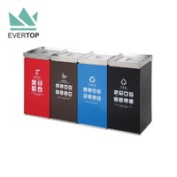 SD-31B grandes poubelles de recyclage Poubelle carrée en acier inoxydable de tri Poubelle 4types Poubelle de recyclage d'intérieur Poubelle