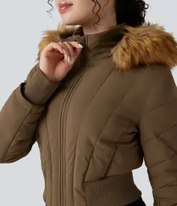 Veste matelassée légère à manches longues pour femme, résistante à l'eau, de haute qualité, personnalisable, entièrement zippée, pliable, avec capuche, votre propre logo - Product Image 4