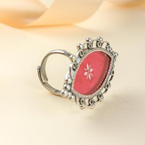 92.5 Silver Hastakala Moh Hand-<b>Painted</b> Ring Agate Zircon <b>Stone</b> Bezel Set Everyday Wear Gift Fine Jewelry Platinum Main Material - Product Image 3