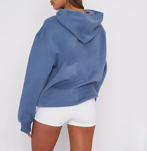 เสื้อสเวตเชิ้ตมีฮู้ดแบบซิปชุดสั้นทำจากผ้าฝ้ายผสมโพลีผ้าเทอร์รี่หรือขนแกะฝรั่งเศสพร้อมป้ายโลโก้ส่วนตัว - Product Image 6