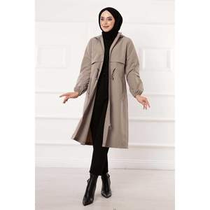 Trench-coat à capuche zippé avec tunnel de taille Stone - Product Image 4