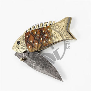 Poignée ergonomique Couteau de poche pliant multifonctionnel en acier damas à motifs uniques de qualité industrielle Transport quotidien en plein air - Product Image 4