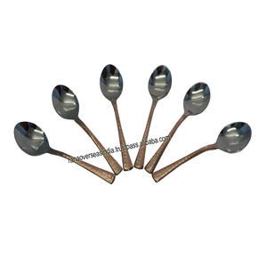 Cuchara de vajilla de cobre de acero de Venta caliente de calidad superior con juego de vajilla de cubiertos de diseño de martillo para el hogar restaurante Hotel - Product Image 1