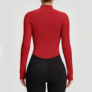 Activewear Yoga Jacket for <b>Women</b> Slim Fit <b>Long</b> <b>Sleeve</b> Outdoor <b>Sports</b> Jacket Full-Zip Workout <b>Top</b> with Thumb Holes Gym Wear - Product Image 2