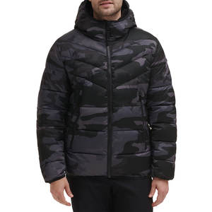 Chaquetas de invierno de alta calidad para hombre, nuevo diseño, soporte acolchado de burbujas, bolsillo de piel, cierre de cremallera, tela de lona de talla grande impresa - Product Image 1
