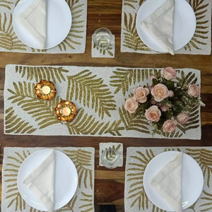 Dessous de verre noir perlé de 14 pouces fait à la main élégant élégant tapis tampons pour cuisine maison durable durable maison - Product Image 1