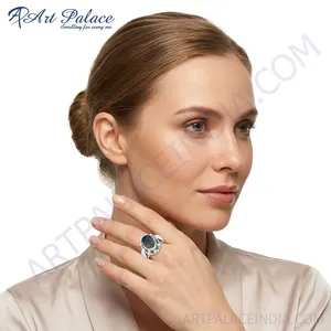 Art Palace <b>Labradorite</b> Gemstone <b>Ring</b> 925 Silver Plated Oval Bezel Setting Bohemian Style Unisex Fashion Jewelry - Product Image 2