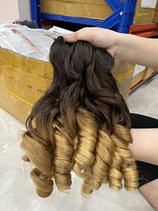 Printemps Funmi Paquets de cheveux bouclés Double Drawn Bouncy Curly Bundles Ombre Color from Vietnam Hair Factory - Product Image 2