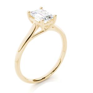 Lab Grown Emerald Cut Prong Set Diamond Vintage 14K Oro amarillo Boda/Anillo de compromiso Anillo fino unisex para aniversario perfecto - Product Image 4