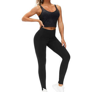 Leggings de yoga personnalisés de haute qualité pour femmes pantalons serrés tricotés taille haute sans couture solide avec fermeture à la taille élastique - Product Image 5