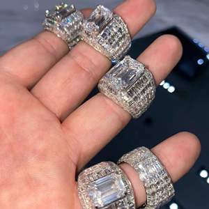 Anillo de Moissanita para Hombre, Estilo Hip Hop, Personalizado, Plata 925, con Incrustaciones de Diamantes VVS, Engaste de Puntas, Baño de Rodio, 15g - Product Image 4