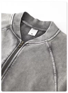 Vente en gros de sweat à capuche vierge délavé vintage personnalisé sweat-shirt à fermeture éclair en coton polaire épaisse et lourde - Product Image 3