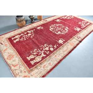 Alfombra clásica de lana rojo Beige de 6,2x12,1 pies estilo Kilim área grande alfombras rectangulares turcas respaldo de látex 10mm de espesor para pasillo - Product Image 2