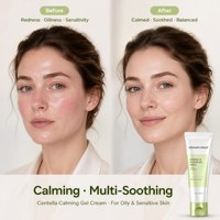 Gel Crema Calmante de Centella OEM de Marca Privada, Hidratante Facial Ligero con Cica para Piel Grasa y Sensible