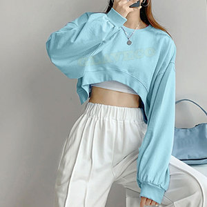 เสื้อครอปสำหรับผู้หญิงผ้าฝ้าย/ขนแกะระบายอากาศได้ดีเป็นมิตรกับสิ่งแวดล้อมมีสไตล์ลำลองคุณภาพระดับพรีเมี่ยม - Product Image 4
