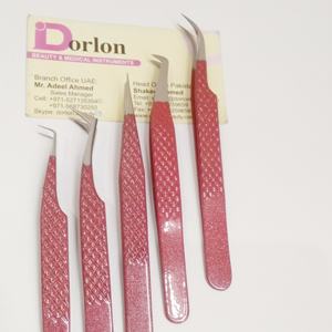 Logo privé pince à cils de couleur scintillante rouge pince à épiler en acier inoxydable haute précision professionnelle pointue incurvée Volume pince à cils - Product Image 1