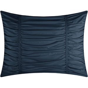 Ensemble de couette chic Chic Home Kaiah 2 pièces, style contemporain, rayé, motif floral, design plissé et volanté, bleu marine, taille twin/twin XL, pour l'hiver - Product Image 2