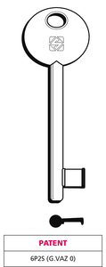 Chiave a Mappa 6p2s (g. Vaz 0) Brevetto in Ottone Nichelato - Product Image 1