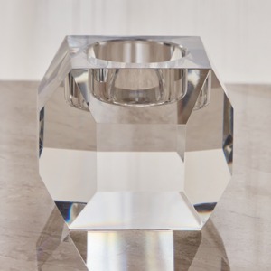 Porte-bougie en verre élégant, centre de table élégant, accent décoratif, romantique et festif, décoration pour la maison et le salon - Product Image 3