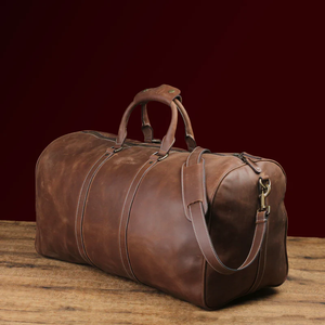 Weekend Duffel transporter bagages chocolat marron sac en cuir véritable grande capacité résistant à l'eau fermeture à glissière compartiment à chaussures - Product Image 1