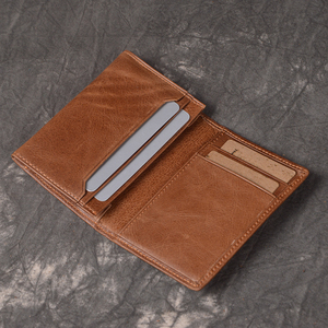 Cartera Corta de Cuero para Hombre con Patrón Sólido Personalizable, Cuero Genuino Duradero, Gran Capacidad y Múltiples Ranuras para Tarjetas - Product Image 4