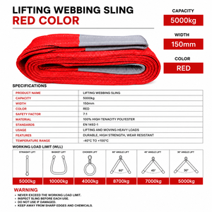 Sangle plate en polyester pour levage d'équipements lourds, 5 tonnes, boucles renforcées, haute performance, fabricant OEM - Product Image 4