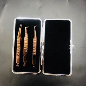 Pinzas de pestañas de plasma de oro rosa Agarre fuerte Pinzas de extensión de pestañas de acero inoxidable sólido Volumen profesional Belleza fina - Product Image 5