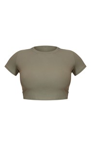Top corto de punto de manga corta para mujer, ropa deportiva de entrenamiento transpirable para gimnasio y Yoga, camisa atlética elástica para Fitness - Product Image 3