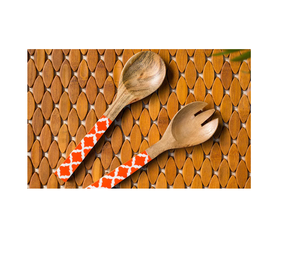 Cucharas de diseño de madera de buena oferta, Decoración de cocina, diseño de restaurante y Hotel, cubiertos naturales con diseño de acabado pintado - Product Image 1