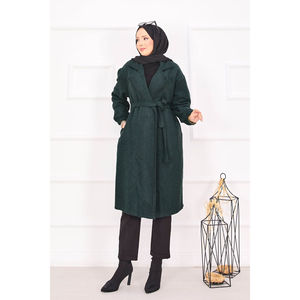 Abrigo Verde Esmeralda con Patrón de Espiga para Mujer, Abrigo de Invierno a la Moda, Forro de Nailon, Capucha de Lana, Cierre de Cremallera, Talla XS, Tweed Tejido, Casual - Product Image 6