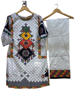 กางเกงเคอร์ติ2ชิ้นผ้าฝ้ายสำหรับผู้หญิงคอลเลคชั่นใหม่ลูกไม้เคอร์ติสแบบลำลองดีไซน์ใหม่ล่าสุดสำหรับมุสลิม - Product Image 6