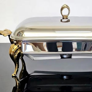 Plat de service en laiton et acier avec couvercle pour la maison Restaurants et ustensiles de cuisine décor de plat de service de nourriture plat de service couleur argent - Product Image 1