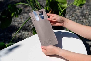 Organizador de cubiertos de cuero para restaurante, soporte de vajilla elegante para configuración de comedor, - Product Image 4