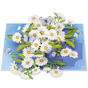 Carte de vœux 3D pop-up 5x7 pouces pour la fête des mères, découpée au laser, motif marguerite blanche et papillon, avec enveloppe, pour cadeau - Product Image 2