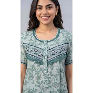 Chemise de nuit longue de luxe 100 % coton pour femme avec manches longues, col ultra-doux, soyeux, respirant, séchage rapide, écologique, ODM - Product Image 2