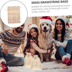 Sacs de Noël personnalisés de couleur unie, sacs à cordon de Noël de haute qualité en stock, sac à cordon de Noël - Product Image 2