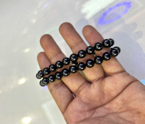 Bracelet Onyx noir en laiton naturel fait à la main 8MM percé ensemble avec lunette ensemble pour cadeau de mode bijoux pour tenue de fête - Product Image 1