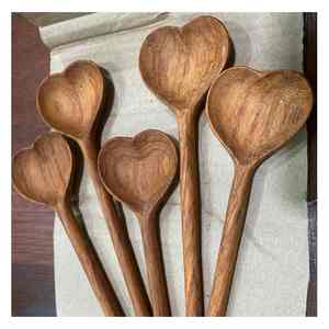 Juego de cucharas de madera ecológica hechas a mano de Vietnam, herramientas de cocina duraderas de madera natural para cocinar, servir, revolver con acabado suave - Product Image 4
