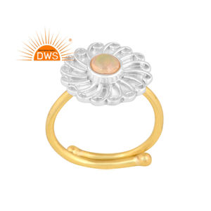ล่าสุดทำด้วยมือ18พันชุบทองธรรมชาติเอธิโอเปียโอปอลพลอยดอกไม้ออกแบบแหวนซ้อน Demi ผู้ผลิตเครื่องประดับปรับ - Product Image 1