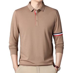 Camiseta Polo para Hombre, Cuello con Ribete, Manga Larga, Otoño, Color Sólido, Informal de Negocios, Antibolitas, Ropa para Hombre - Product Image 3