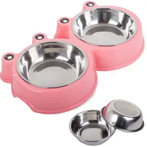 Double cat metal dog bowl for pet feeding food bowl wholesale new design high quality best selling bulk quantity made in india