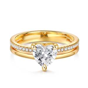 Bague de fiançailles Jeulia en argent sterling plaqué or rose avec diamant de laboratoire taille cœur - Product Image 1