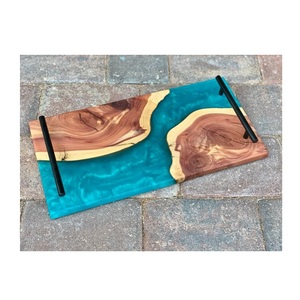 Venta al por mayor de bandeja de resina de madera para servir bebidas de té aperitivos tablas de servir vajilla de cocina bandeja de resina púrpura - Product Image 4