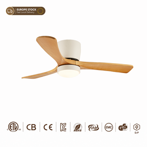 Ventilateur de plafond 42 pouces avec lumière et télécommande, montage encastré, 3 pales en bois massif, moteur DC avec contrôle par application - Stock Europe - Product Image 5