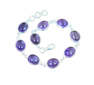 Pulsera de tenis de Plata de Ley 925 estilo bohemio para mujer, hecha a mano con piedras preciosas de amatista, joyería de tendencia, regalo para el amor - Product Image 1