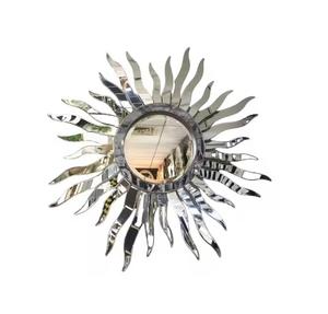 Espejo de decoración de espejo de pared con acabado plateado de forma redonda de Metal de hierro de nuevo diseño para sala de estar del hogar - Product Image 4